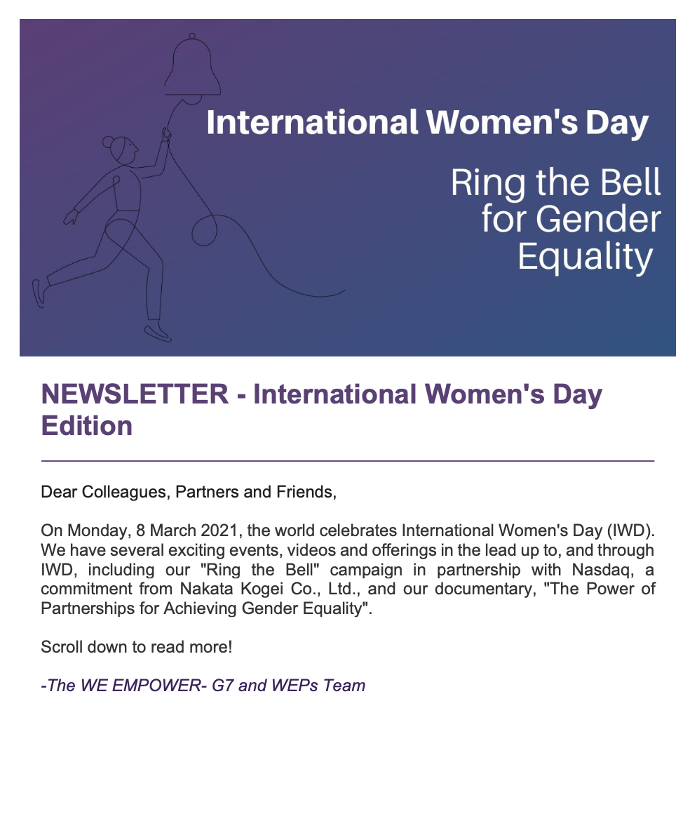 WE EMPOWER - G7 and WEPs Newsletter: International Women's Day Edition