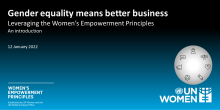 Gender equality means better business- Leveraging the Women’s Empowerment Principles - An Introduction